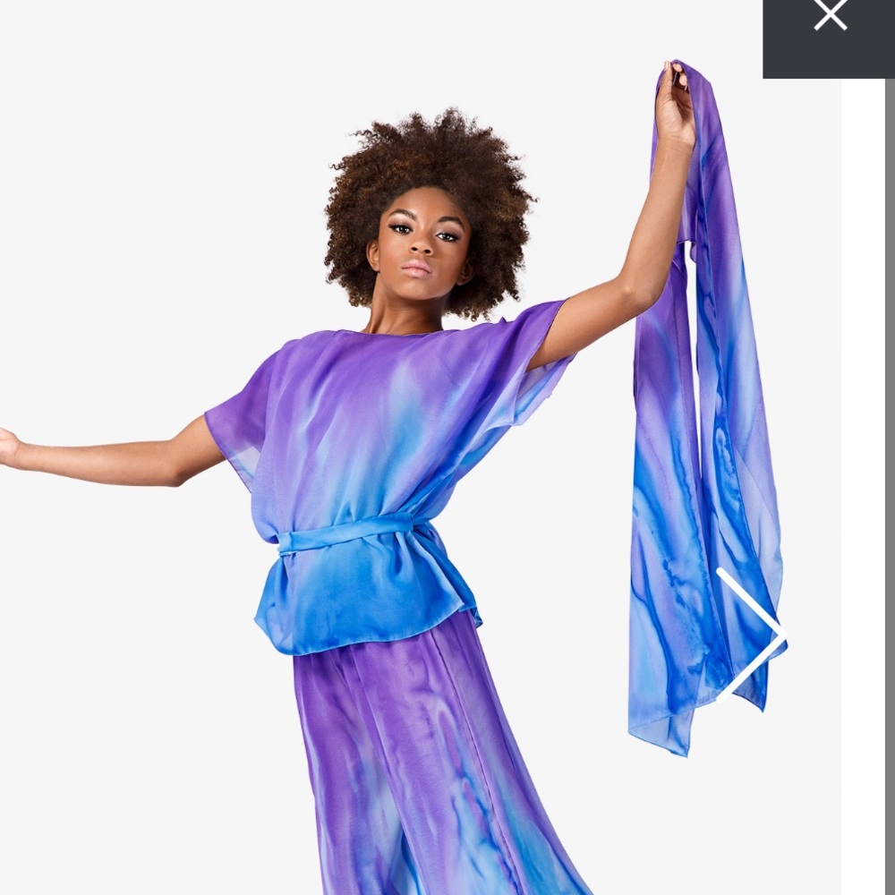 Watercolor Scarf Liturgical Worship Dance, blue purple hand painted